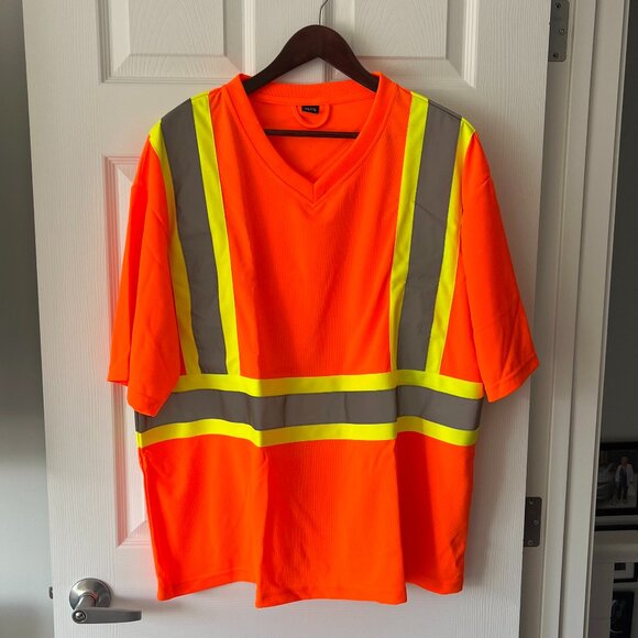 Safety Orange w/Reflectors V-Neck T-Shirt! - Picture 1 of 10